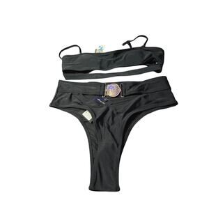 Mermaid swimwear Black Belted Bikini Size S‎ NWT